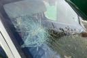 The cracked windscreen. Picture: Avon and Somerset Police