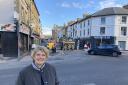 Councillor Ros Wyke at the bottom of Middle Street in Yeovil.