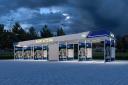 A render of what the finished car wash will look like.
