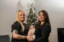 Ashley Brooke with Leanne Tighe and baby Mini. Picture: SWNS