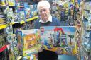 Mike Slocombe, of Watkin’s in East Reach, Taunton, with two of this year’s top ten toy ranges.
