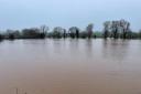 Flooding caused by the River Sheppey bursting its banks between Glastonbury and Wells.