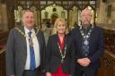 L to R: Wychavon chairman Robert Raphael, Marion Griffiths, Mayor of Evesham, and John Clatworthy, deputy mayor