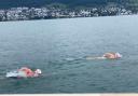 Emma and Hamish during the Zurich lake swim. Picture: Hamish McCarthy