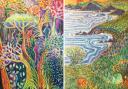 Lost in the Forest (left) and Woody Bay II (right), two of Glastonbury artist Sara Trenchard's paintings.