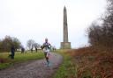 A runner goes past the Wellington Monument.