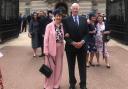 Jack Matthews and his wife Ann outside Buckingham Palace.