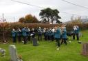 The band strikes up in tribute to Peter Wilson. Picture: West Somerset Brass Band