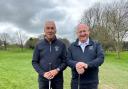 T&P Seniors vice captain Paul Parnham(left) and  captain Barry Warburton (right) are pictured here after leading the team to victory at Yeovil Golf Club
