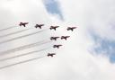 The Red Arrows flying over Taunton at a previous event