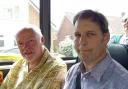 Somerset Bus Partnership chairman David Northey and Councillor Richard Wilkins on the 567 bus