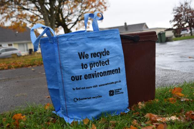 Somerset County Gazette: RECYCLING: Homes will receive a 'Bright Blue Bag' container before the scheme launches