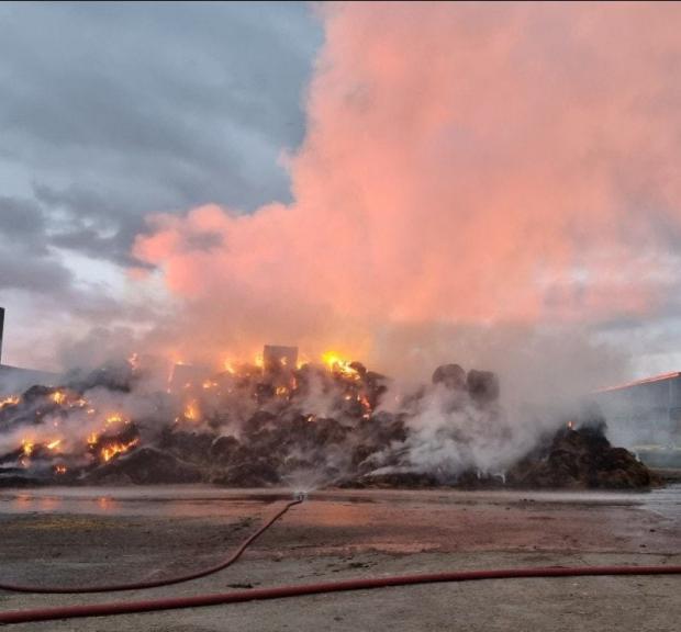 Somerset County Gazette: BLAZE: Haystack fire in Ash, Somerset. Pic: Somerton Fire Station