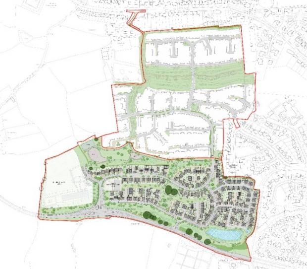 Somerset County Gazette: Revised Plans For 675 Homes On The A39 Quantock Road In Bridgwater. CREDIT: Grainge Architects. Free to use for all BBC wire partners.