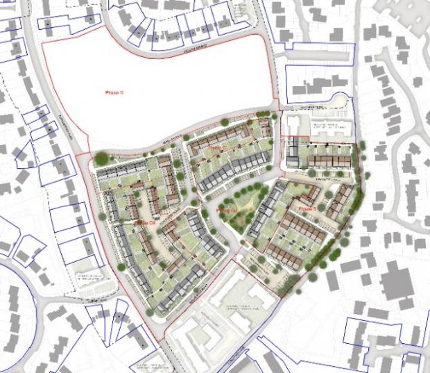 Somerset County Gazette: Masterplan Of Phases B-D Of The North Taunton Woolaway Scheme. CREDIT: Nash Partnership. Free to use for all BBC wire partners.