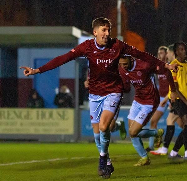 HATTRICK: Toby Holmes scored three in the big win (Pic: Taunton Town Photographers)