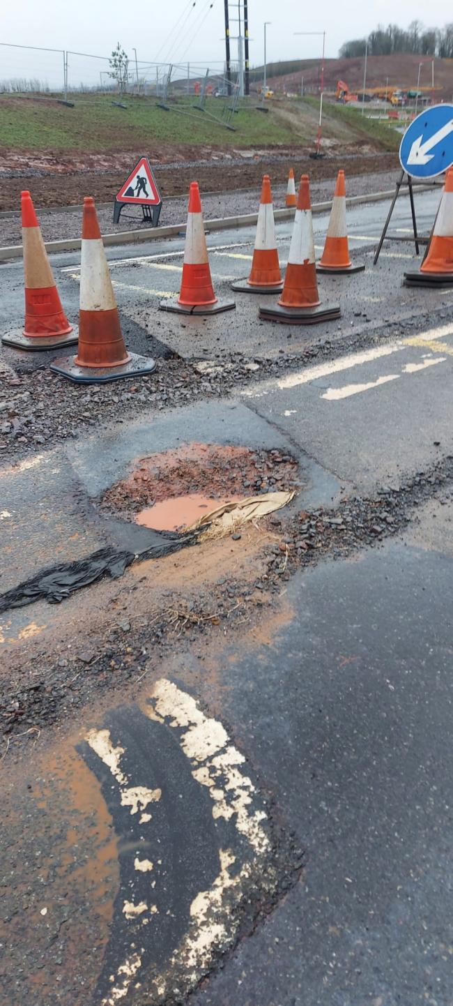 DAMAGES: The pothole before repair works were carried out