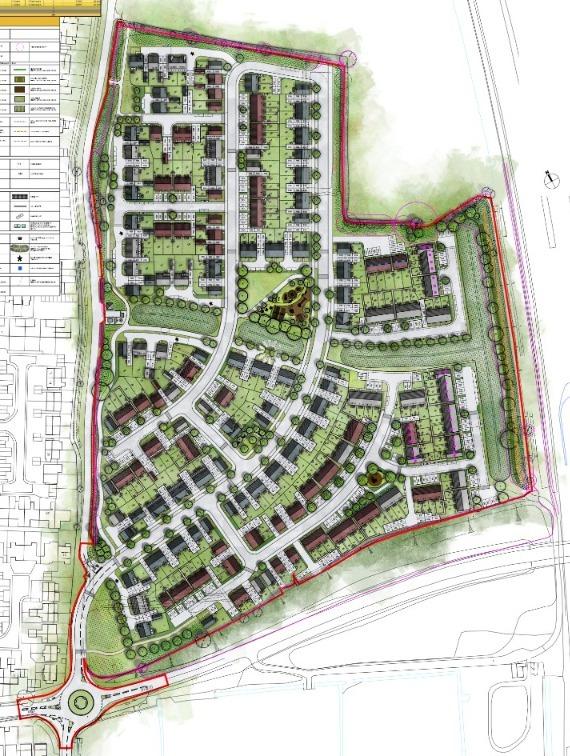 Somerset County Gazette: Plans For 260 Homes On Bower Lane In Bridgwater. CREDIT: Focus On Design. Free to use for all BBC wire partners.