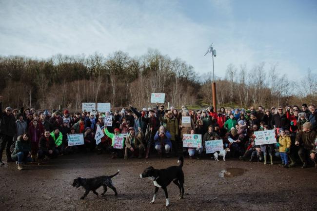 CAMPAIGN: Around 150 people protested the proposed reopening of Westdown Quarry. Pic: Tal Taking Pics