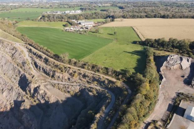 PLAN APPROVED: Agricultural land north of Torr Works Quarry, where the limestone scalpings will be stored. Pic: Somerset County Council