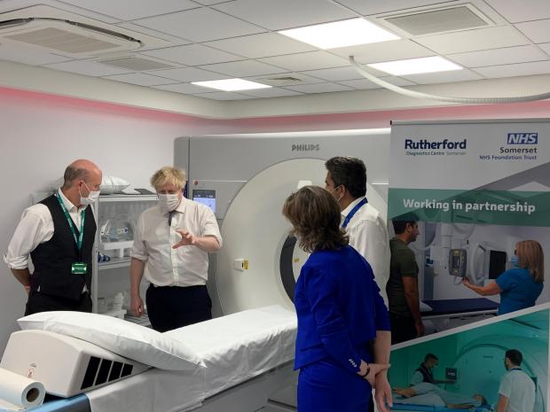 Somerset County Gazette: VISIT: Prime Minister Boris Johnson at the Rutherford Diagnostic Centre Somerset in Taunton 