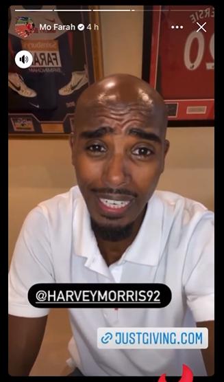 Somerset County Gazette: Sir Mo Farah encouraged people to donate to Harvey's fundraiser in a video shared on social media. Picture: Mo Farah, Facebook
