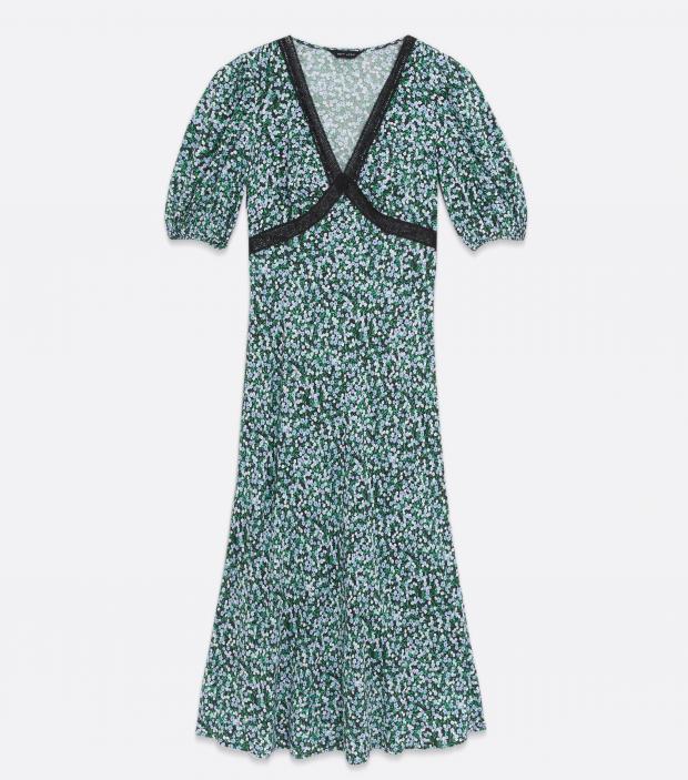 Somerset County Gazette: Blue Ditsy Floral Lace Trim Tie Back Midi Dress. Credit: New Look