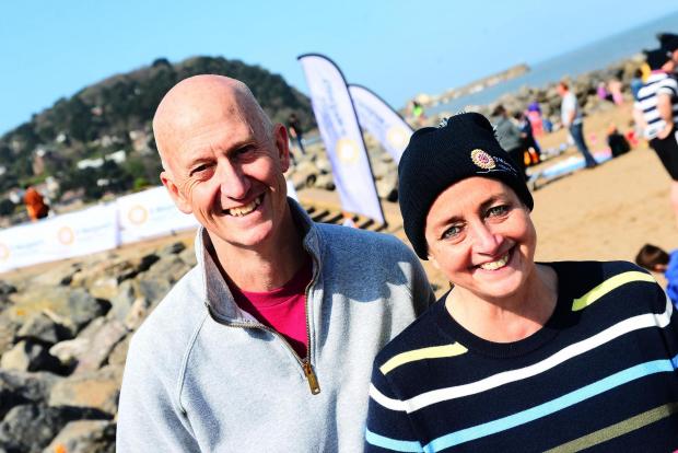 Somerset County Gazette: Nigel Pilkington and Suzanne Field at the St Margaret's Hospice charity dip.