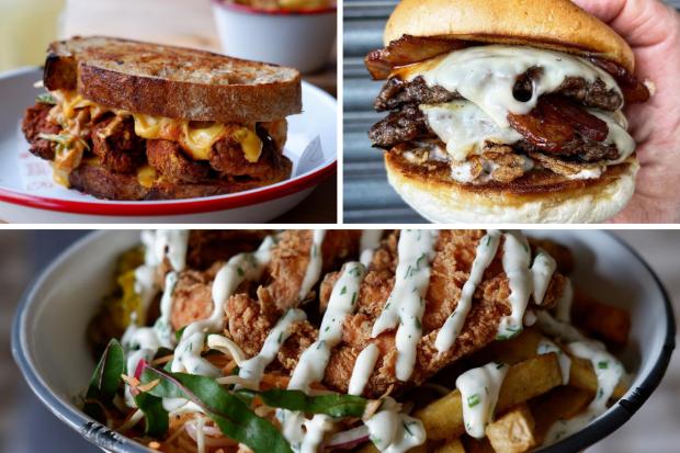 Somerset County Gazette: Items from Eat the Bird's new lunch menu (top left, bottom) and the Beefy Boy burger. Pictures: Eat the Bird