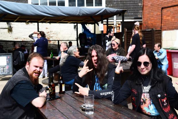 Somerset County Gazette: Anthony Gill, Ben Moody, and Liv Winter outside The Cobblestones in Eastover, Bridgwater. Pictures: Steve Richardson