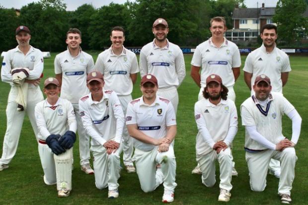Taunton St Andrews Seconds - standing from left Martin Jenkins, Ben Walford, Henry Graydon, Jordon Clapp (C),  Josh Clatworthy and Harry Clements; sitting from left Thomas Rew (w), Nathan Yarde, Ryan Cleverly,  Daniel Godfrey and Steven Jenkins.