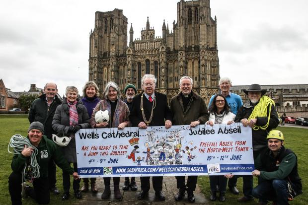The charity abseil at Wells Cathedral will raise money for SOS Africa.