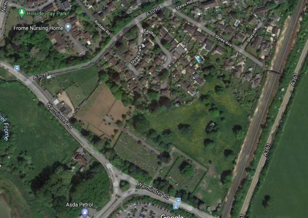 Somerset County Gazette: Aerial View of the Easthill Site in Frome. Google Maps. 