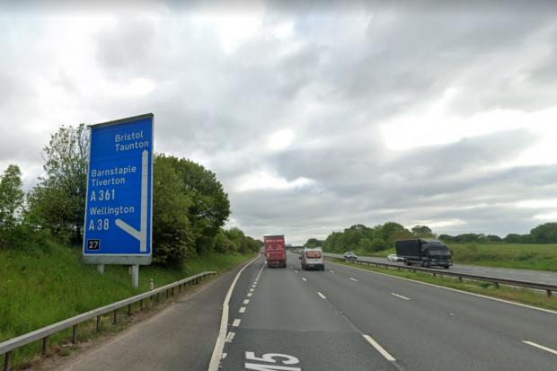 Somerset County Gazette: A man has been fined for speeding while drawing a trailer on the M5 near Sampford Peverell. Picture: Google Street View
