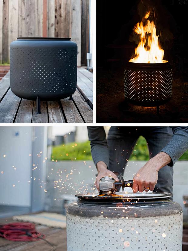 Somerset County Gazette: The washing machine drum firepit is both elegant and eco. Picture: ManoMano