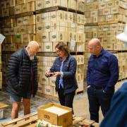GRADING: Michael Eavis with Di Cox and Richard Clothier at Wyke Farms