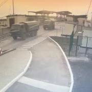The State Border Guard Service of Ukraine issued this CCTV screengrab of Russian military vehicles moving across the border from Crimea into Ukraine this morning. Picture: State Border Guard Service of Ukraine, PA Wire