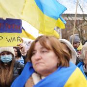 Ukrainians hold a protest against the Russian invasion of Ukraine outside Downing Street. Picture: Stefan Rousseau, PA Wire