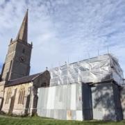 St Mary's Church, East Brent, where repairs are well underway. Picture: The Rev Kevin Wright