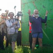 Michael and Emily Eavis open the gates on the first day of Glastonbury Festival at Worthy Farm. Picture: Yui Mok, PA Wire