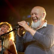 Michael Eavis performs on the William's Green stage with his band. Picture: Yui Mok, PA Wire