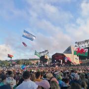 Crowds gather at the Pyramid Stage at Glastonbury Festival ahead of Sam Fender's 2022 performance. Picture: Tom Leaman