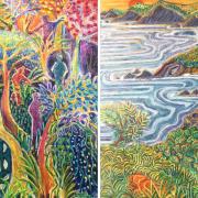 Lost in the Forest (left) and Woody Bay II (right), two of Glastonbury artist Sara Trenchard's paintings.