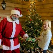 Elizabeth Mitchell meets Father Christmas at Rumwell Farm Shop near Taunton and Wellington.