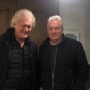 Wetherspoon chairman Tim Martin poses for a photograph with customer Mark Cooper at The Lantokay in Street.