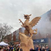 The Taunton Dragon statue when it was unveiled last year.