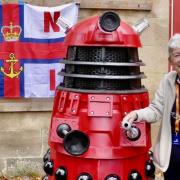 Maddy from Minehead, photographed with a Darlek from a previous Lifeboat day.