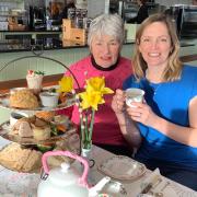 Mary Hill and her daughter Sophie Mitchell, Partner at Rumwell Farm Shop, get ready for the pre-Mother’s Day Afternoon Tea.
