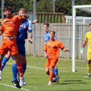 Action from the Helston Athletic match.