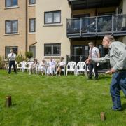 Swedish throwing game comes to Riverain Lodge, Taunton. Picture: Theo Moye